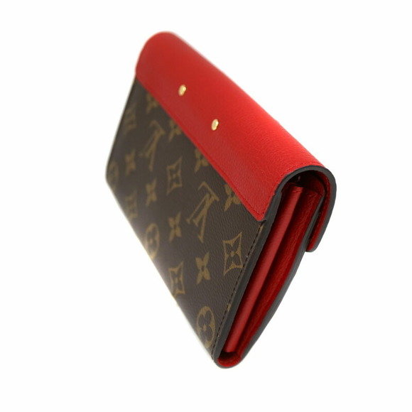 Louis Vuitton Brown Red Wallet Monogram Portefeuille Canvas Pallas - Picture 5 of 6